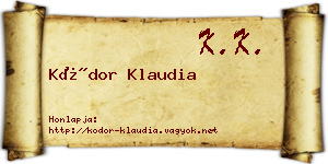 Kódor Klaudia névjegykártya