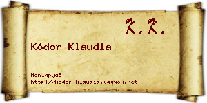 Kódor Klaudia névjegykártya